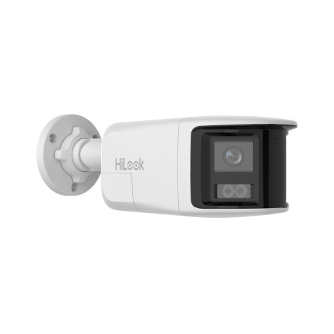 Camere bullet - Camera supraveghere exterior IP panoramica cu iluminare duala Hikvision HiLook IPC-B460HAD-LUF/SL, 6 MP, 2.8 mm, IR/lumina alba 30 m, microfon si difuzor, slot card, PoE, lumina stroboscopica