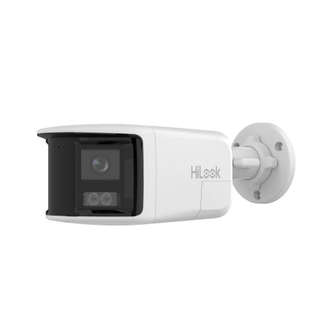 Camere bullet - Camera supraveghere exterior IP panoramica cu iluminare duala Hikvision HiLook IPC-B480HAD-LUF/SL, 8 MP, 2 mm, IR/lumina alba 30 m, microfon si difuzor, slot card, PoE, lumina stroboscopica