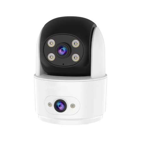 Supraveghere Video - Camera supraveghere interior WiFi PT cu lentila duala Vstarcam C996DR, 1 MP, 4 mm, detectie miscare, auto tracking, night vision, full color, microfon si difuzor, slot card, vizualizare de pe telefon