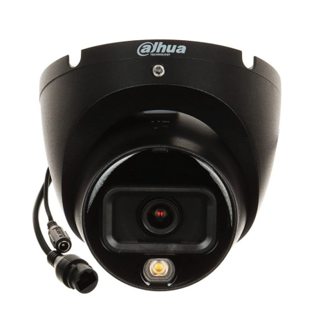 Camere dome - Camera supraveghere IP Dome cu iluminare duala Dahua IPC-HDW1639T-A-IL-0280B-S6-BLACK, 6 MP, 2.8 mm, IR/lumina calda 30 m, microfon, detectie persoane, PoE, neagra