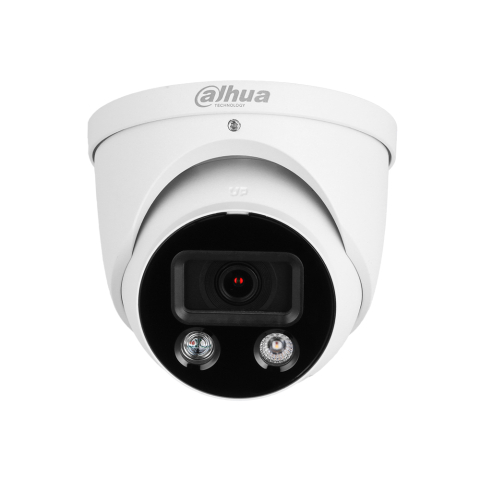 Supraveghere Video - Camera supraveghere IP Dome cu iluminare duala Dahua WizSense Active Deterrence IPC-HDW3549H-AS-PV-0280B-S5, 5 MP, lumina alba/IR 30 m, 2.8 mm, microfon, slot card, PoE