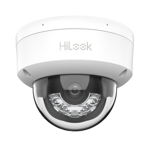 Supraveghere Video - Camera supraveghere IP Dome cu iluminare duala Hikvision HiLook IPC-D120HA-LU, 2 MP, IR/lumina alba 30 m, 2.8 mm, microfon, detectare miscare, PoE