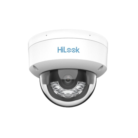 Camere dome - Camera supraveghere IP Dome cu iluminare duala Hikvision HiLook IPC-D169HA-LU, 6 MP, 2.8 mm, IR/lumina calda 30 m, microfon, detectie persoane si vehicule, PoE