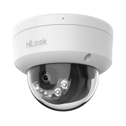 Camere dome - Camera supraveghere IP Dome cu iluminare duala Hikvision Hilook Smart Hybrid Light IPC-D140HA-LU, 4 MP, 2.8 mm, IR/lumina alba 30 m, microfon, PoE
