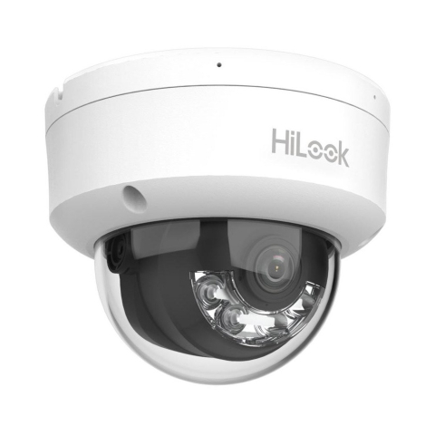 Camere dome - Camera supraveghere IP Dome cu iluminare duala Hikvision Hilook Smart Hybrid Light IPC-D180HA-LU, 8 MP, IR/lumina alba 30 m, 2.8 mm, microfon, PoE