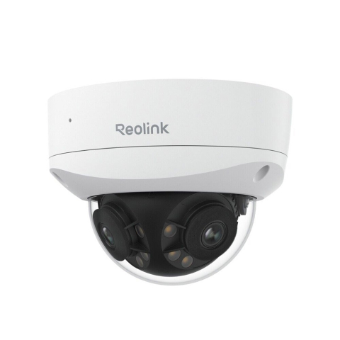 Camere dome - Camera supraveghere IP Dome cu lentila duala Reolink Duo 3V P757, 8+8 MP, 2.8 mm, IR 30 m, 180 grade, microfon si difuzor, night vision color, detectie om/vehicul/animal, timelapse, slot card, sirena,