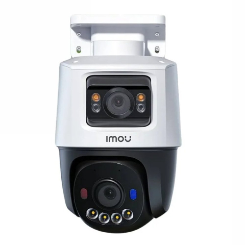 Speed dome - Camera supraveghere IP Dome rotativa exterior cu lentila duala PT Imou Active Deterrence IPC-PS70FP-10M0, 5 + 5 MP, 3.6 mm, IR 30 m, microfon si difuzor, slot card, detectie om / vehicul, smart tracki