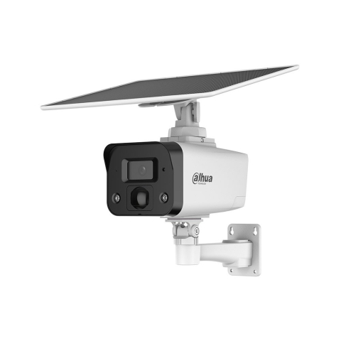 Camere cu panou solar - Camera supraveghere IP exterior GSM 4G cu iluminare duala si panou solar Dahua Active Deterrence IPC-HFW2441DG-4G-SP-B-0360B-MAX, 4 MP, 3.6 mm, IR 30 m, Iumina alba 20 m, microfon si difuzor, slot car