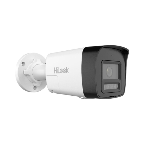 Camere bullet - Camera supraveghere IP exterior Hikvision HiLook Smart Hybrid Light IPC-B140HA-LUFC/SL, 4MP, 2.8 mm, IR/lumina alba 20 m, slot card, microfon, PoE