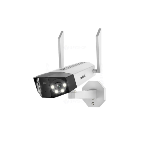 Camere speciale - Camera supraveghere IP exterior Reolink Duo 2 WiFi W730, 8MP, unghi vizual 180 grade, slot card, lumina alba/IR 30 m, detectie oameni/vehicule, microfon, difuzor