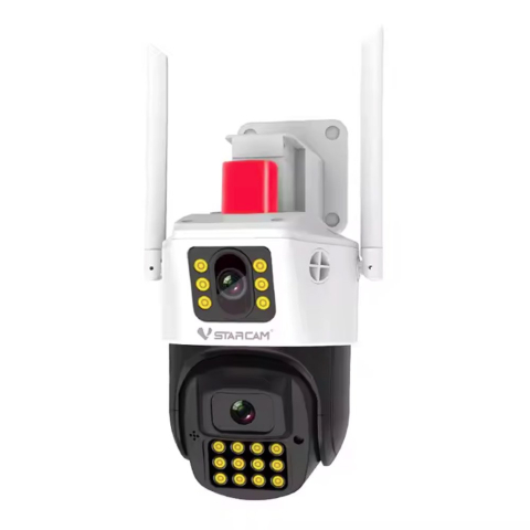 Camere speciale - Camera supraveghere IP Speed Dome rotativa WiFi PT cu lentila duala Vstarcam AF663DR, 2 MP, 4 - 6 mm, microfon si difuzor, slot card, detectie incendiu si fum, IR/lumina alba 30m, sirena