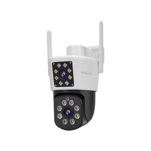 Camere speciale - Camera supraveghere rotativa exterior cu lentila duala IP PTZ Speed Dome WiFi Vstarcam C662DR, 2 MP, 4 mm, IR 15-30 m, slot card, microfon si difuzor, auto tracking