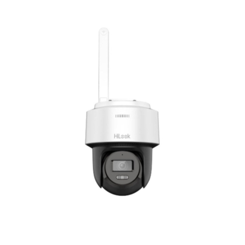 Supraveghere Video - Camera supraveghere rotativa IP WiFi PT cu iluminare duala Hikvision HiLook PTZ-N2C400M-D/W, 2.8 mm, 4 MP, IRlumina alba 25 m, auto-tracking, microfon si difuzor, slot card