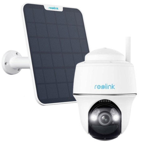 Camere cu panou solar - Camera supraveghere rotativa PT wireless WiFi cu panou solar Reolink Argus PT B430, 5 MP, IR / lumina alba 10 m, microfon, difuzor, slot card, detectie persoane / vehicule / animale, acumulator 21.6 W