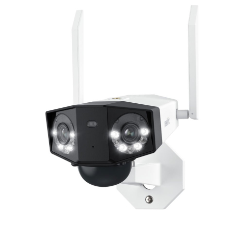 Oferte - Camera supraveghere wireless GSM 4G Reolink Duo 2 LTE G750, 8 MP, unghi vizual 180 grade, slot card, lumina alba/IR 30 m, 10.400 mAh, detectie oameni/vehicule, microfon, difuzor, PIR
