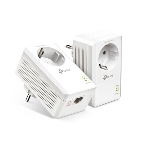 Accesorii Smart Home - Kit adaptor Powerline Gigabit Passthrough TP-Link AV1000 TL-PA7017P KIT, plug and play, 1000 Mbps
