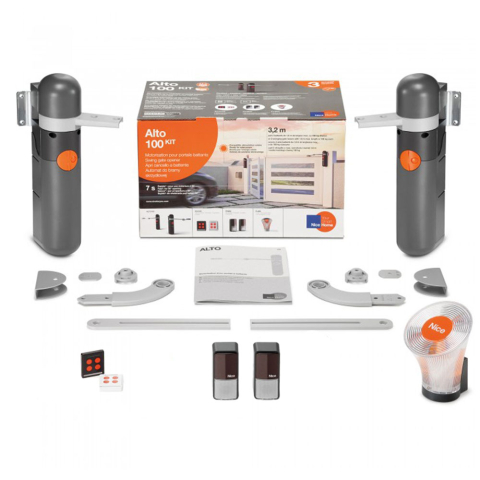 Automatizări porți batante - Kit automatizare poarta batanta Nice Home ALTO100, 100 Kg, 1.6 m/canat, 24 V