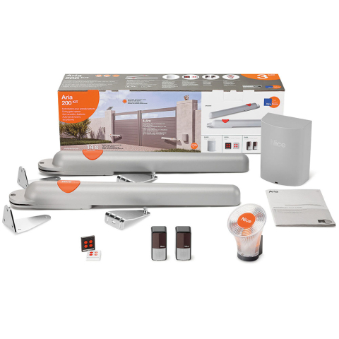 Kit automatizări - Kit automatizare poarta batanta Nice Home Aria200, 250 Kg, 2.0 m/canat, 24 V