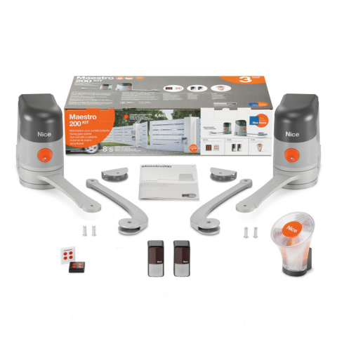Automatizări porți batante - Kit automatizare poarta batanta Nice Home MAESTRO200, 250 Kg, 2.2 m/canat, 24 V