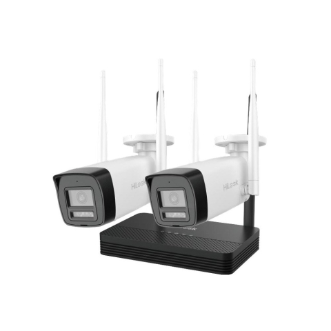 Sisteme Supraveghere Video - Kit supraveghere exterior WiFi HikVision Easy-Link HiLook IKS-2042BH-PH/W, 2MP, 2.8 mm, IR 30, microfon, difuzor, detectie miscare, slot card