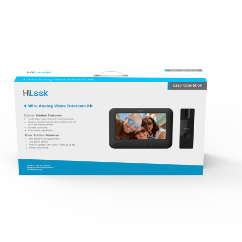 Video interfoane & interfoane - Kit videointerfon analog Hikvision HiLook VI-K12P, 2MP, ecran 7 inch, 1 familie, plug&play, aparent