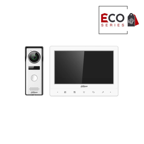 Video Interfoane - Kit videointerfon Dahua Eco Series KTA02, 1.3 MP, 1 familie, auto IR, aparent, 7 inch