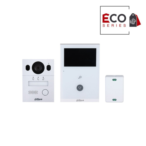 Video interfoane & interfoane - Kit videointerfon Dahua Eco Series KTX02(F), 1 familie, ecran 4.3 inch, 960 x 576 pixeli, slot card, comunicare bidirectionala, auto IR