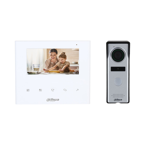 Video interfoane & interfoane - Kit videointerfon Dahua KTA04, 1.3 MP, 1 familie, auto IR, 4.3 inch, aparent