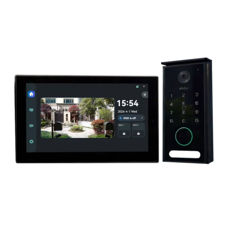 Video Interfoane - Kit videointerfon dual-band smart IMOU IMOU-VO1-5M0R/VH1-7A0S, 5MP, 2.3 mm, IR 15 m, 7 inch, WiFi, 2.4 - 5 GHz, RFID, PIN, slot card, control din aplicatie