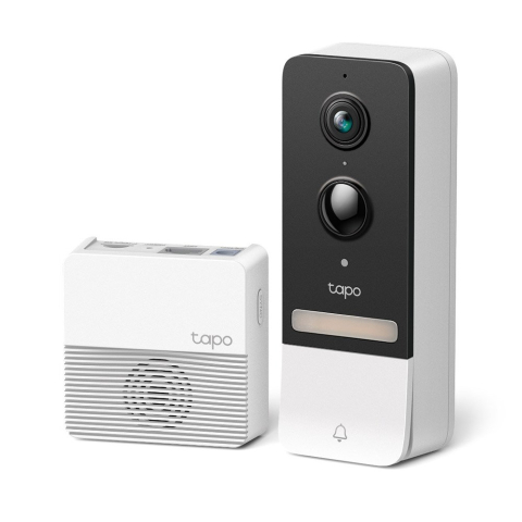 Video interfoane & interfoane - Kit videointerfon exterior IP WiFi TP-Link TAPO D230S1, 5 MP, IR 7.6 m, microfon si difuzor, slot card, aparent, detectie smart, PIR, baterie 6700 mAh, vizualizare de pe telefon