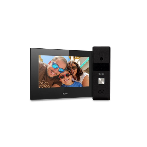 Video interfoane & interfoane - Kit videointerfon hibrid IP WiFi Hikvision HiLook VI-K23P, 2MP, touchscreen, 2.4GHz, ecran 7 inch, 1 familie, aparent, PoE