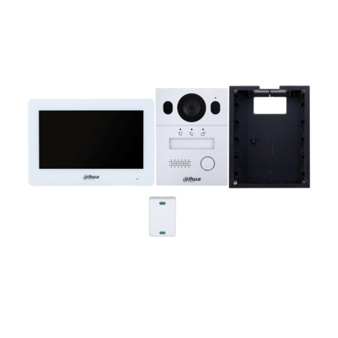 Video interfoane & interfoane - Kit videointerfon pe doua fire WiFi Dahua KTX01(F), 2 MP, 7 inch, 2.4 GHz, 2 fire,slot card