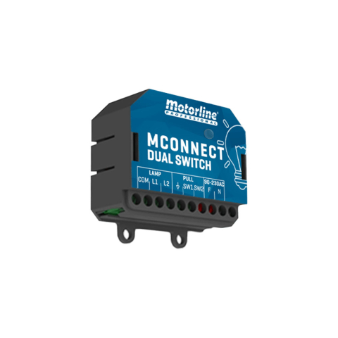 Accesorii Smart Home - Modul pentru automatizarea luminilor Motorline MCONNECT DUAL SWITCH, WiFi, Bluetooth, 2.4 GHz, control de pe telefon