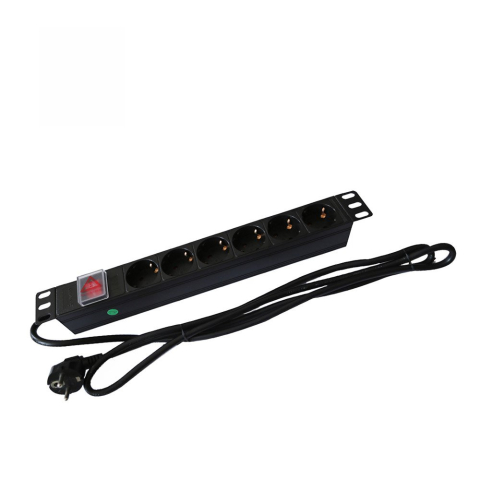 Cabluri & Accesorii - Prelungitor rack cu 6 prize Schuko Linkpower LINK-PDU6, switch, 16A, 19 inch, aluminiu, 2 metri