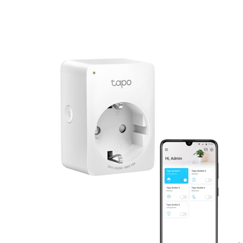 Accesorii Smart Home - Priza smart WiFi TP-link Tapo P100(1-pack), 2.4 GHz, control de pe telefon