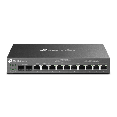 Rețelistică - Router 3-in-1 cu 8 porturi Gigabit Omada TP-Link Multi-WAN ER7212PC, VPN, 1200MHz, Negru