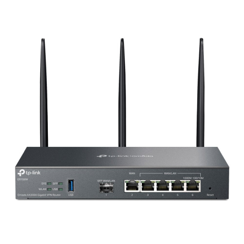 Rețelistică - Router wireless cu 6 porturi dual band TP-Link ER706W, WiFi 6, 2.4/5 GHz, 2404 Mbps, VPN, Omada, Mu-Mimo