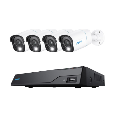 Sisteme Supraveghere Video - Sistem supraveghere IP exterior Reolink NVS8-8MB4, 4 camere, 4K, IR 30 m, 4 mm, microfon, HDD 2TB