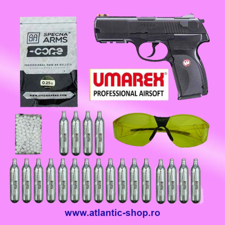Arme airsoft - Ruger P345 CO2 15BB 6mm plus ochelari