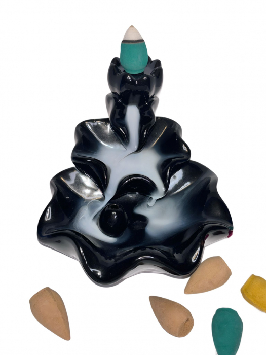 Arzator de tamaie cu frunze de lotu + set de conuri [2]