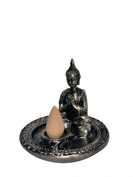 Arzator tamaie/conuri/betisoare Figurina Buddha - decor birou - cupru [2]