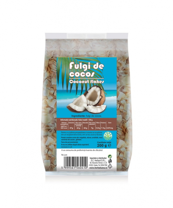 Fulgi de cocos - 200 g - HERBALSANA [1]