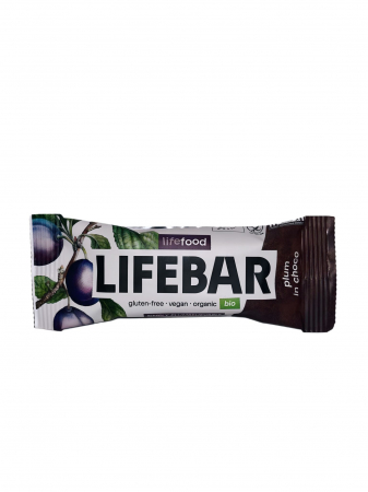 ALIMENTE - Lifebar - Baton cu prune in ciocolata Raw Bio 40g