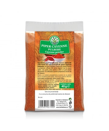 CONDIMENTE - Piper Cayenne Pulbere -40 g - HERBAVIT