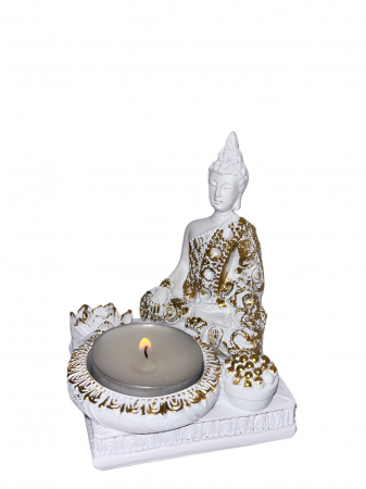 Staueta Buddha cu fund patrat - suport lumanare/con/betisor parfumat [2]