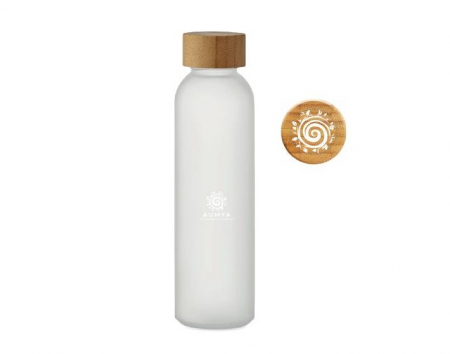 Accesorii - Sticla cu capac de bambus - alb mat, 500 ml - model AUMYA
