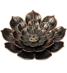 Decor - Suport pentru betisoare parfumate, lotus - bronz