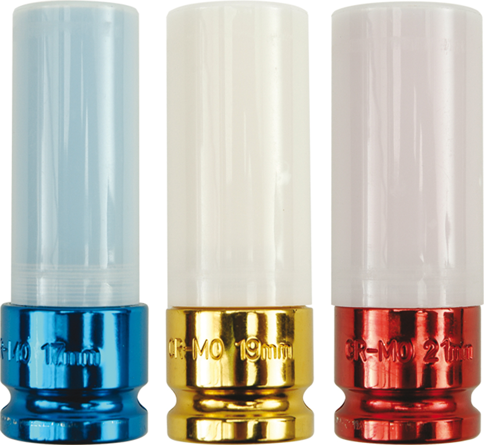Set 3 Chei tubulare de impact lungi cu protectie de plastic 17, 19, 21 mm 1/2" Yato YT-1056 [1]