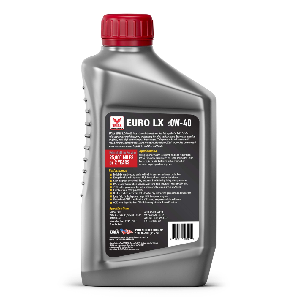 TRIAX Euro LX 0W-40 Full Synthetic/ Benzina | BMW LL-01 | MB 229.5 [2]