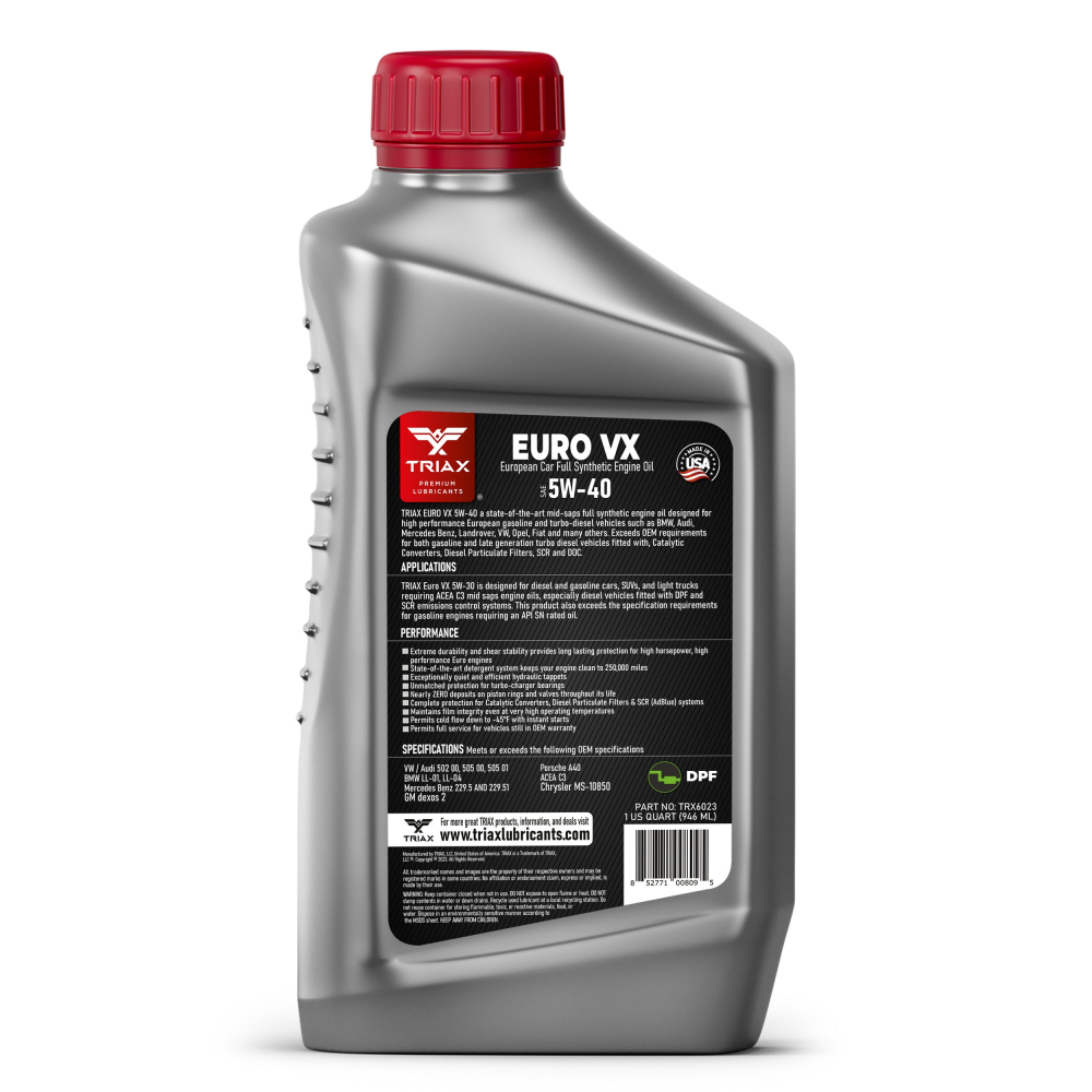 TRIAX Euro VX 5W-40 Full Synthetic DPF | BMW LL-04 | MB 229.51 [2]
